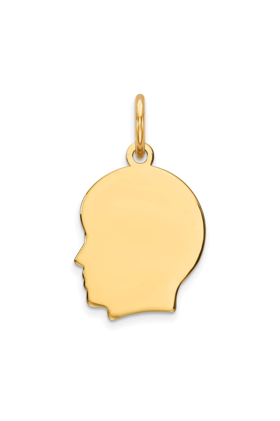 14k Yellow Gold Silhouette Pendant for Women with Polished Head Profile, Symbolic Family Keepsake Jewelry, Memorial Charm for Necklaces, Sentimental Love and Remembrance Token