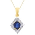 thumbnail image 1 of AFFY 14k Yellow Gold Simulated Blue Sapphire & White Cubic Zirconia Vintage Style Pendant Necklace, 1 of 1