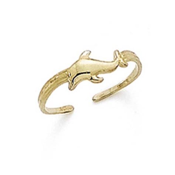 14k Yellow Gold Single Dolphin Toe Ring - .5 Grams