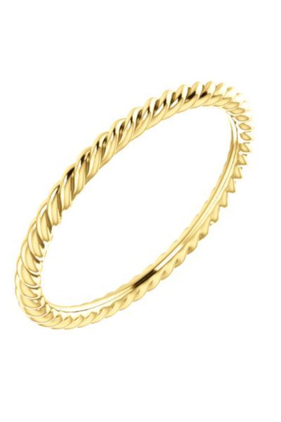14k Yellow Gold Size 5.5 Polished Skinny Rope Band Ring - 1.2 Grams