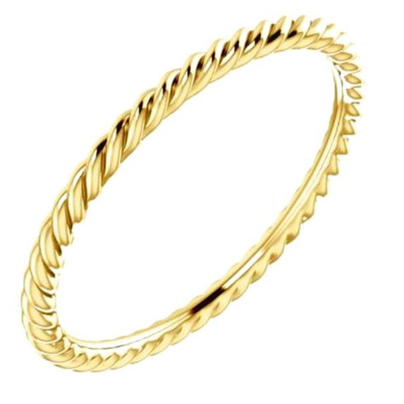 14k Yellow Gold Size 7 Polished Skinny Rope Band Ring Ring for Women and Men - 1.3 Grams