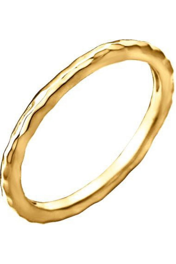 14k Yellow Gold Size 8 2mm Polished Hammered Stackable Ring - 1.9 Grams