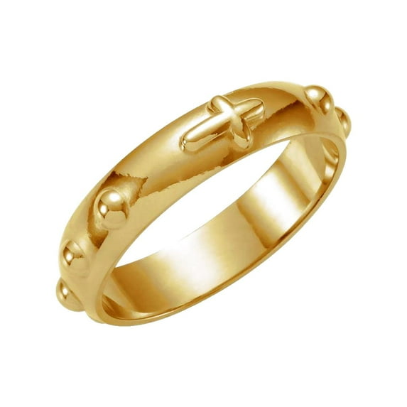 14k Yellow Gold Size 9 Polished Rosary Ring Ring for Women - 5.3 Grams