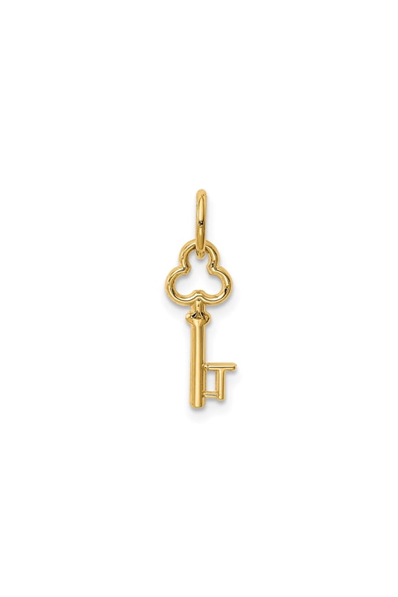 14k Yellow Gold Skeleton Key Pendant for Women, Vintage Inspired Charm Necklace Accessory, Symbolic Jewelry for New Beginnings, Opportunity and Potential, Fine Minimalist Style