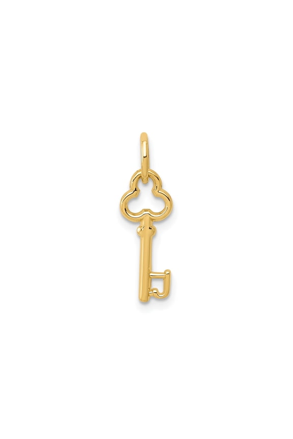 14k Yellow Gold Skeleton Key Pendant for Women, Vintage Style Openwork Charm Necklace, Symbolic Dainty Jewelry for New Beginnings or Keepsake Layering