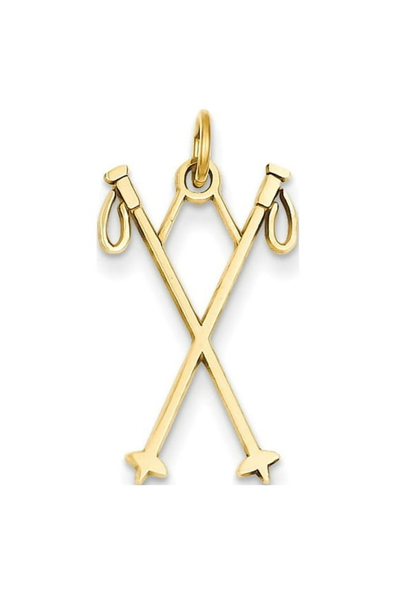 14k Yellow Gold Ski Poles Charm