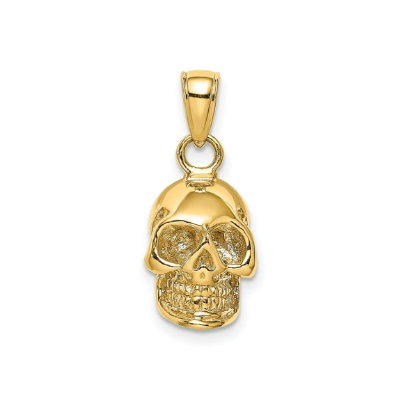 14k Yellow Gold Skull Pendant for Men or Unisex, Human Skull Design Symbolizing Strength and Rebellion, Gothic Biker Style Statement Jewelry for Necklaces or Gold Chain Customization