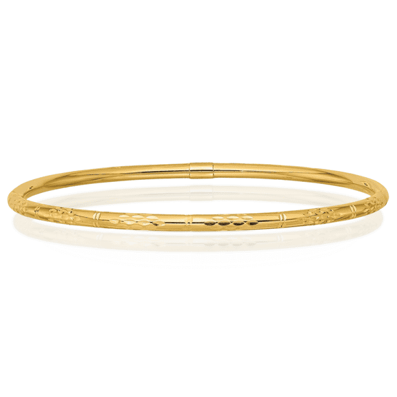 14K Solid Yellow Gold Slip On Bangle Bracelet