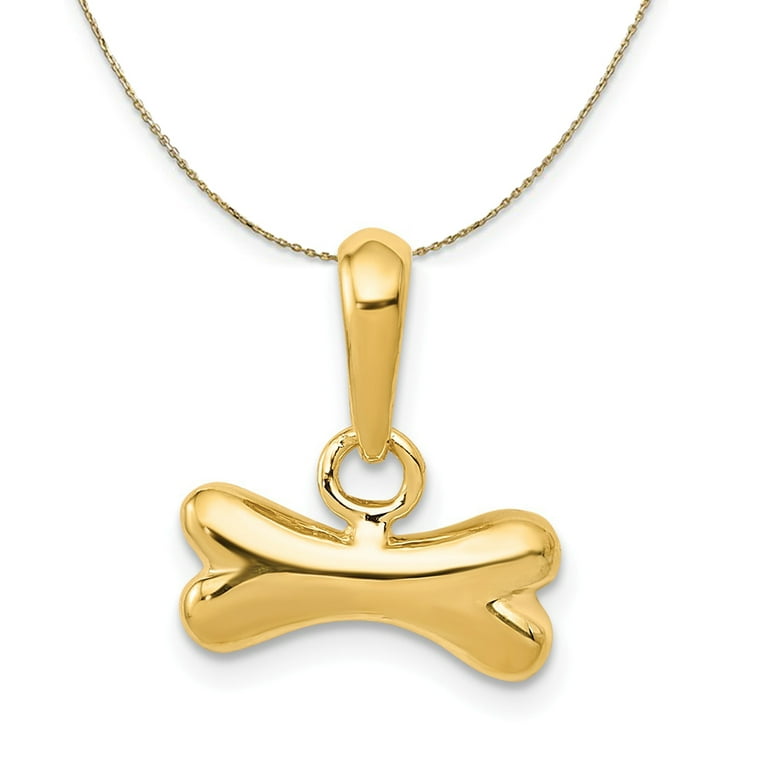 Gold dog shop bone necklace