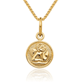 thumbnail image 1 of 14K Solid Yellow Gold Guardian Angel Wings Necklace Protect Us Cherub Pendant Religious Charm, 1 of 8