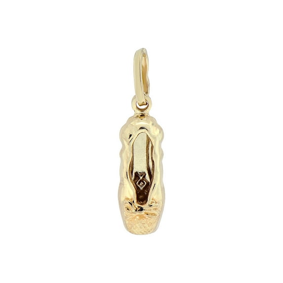 14k Yellow Gold, Small Ballet Ballerina Shoe Pendant 6mm Wide with 16" Dainty Neck Chain