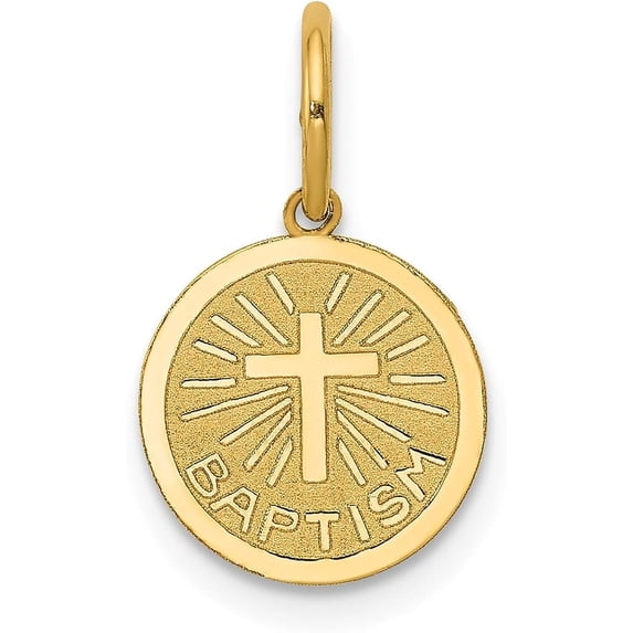 14k Yellow Gold Small Baptism Charm - 17mm