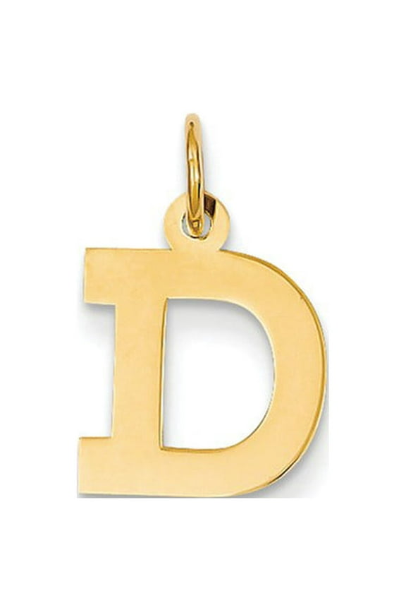 14k Yellow Gold Small Block Initial D Charm