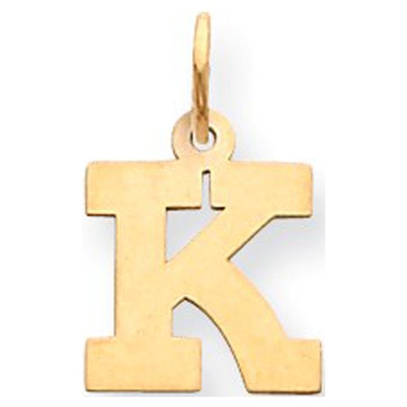 14k Yellow Gold Small Block Initial K Charm