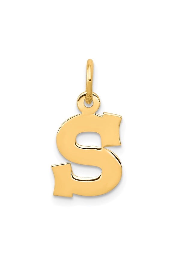 14k Yellow Gold Small Block Initial S Charm