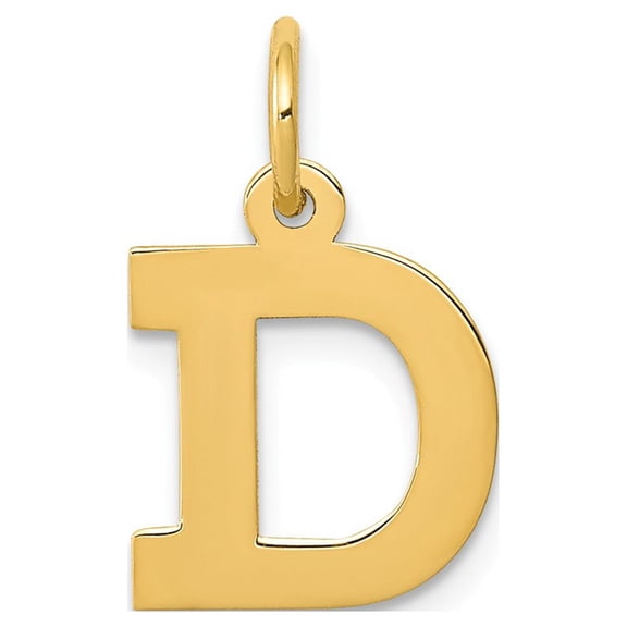 14k Yellow Gold Small Block Letter D Initial Charm Pendant