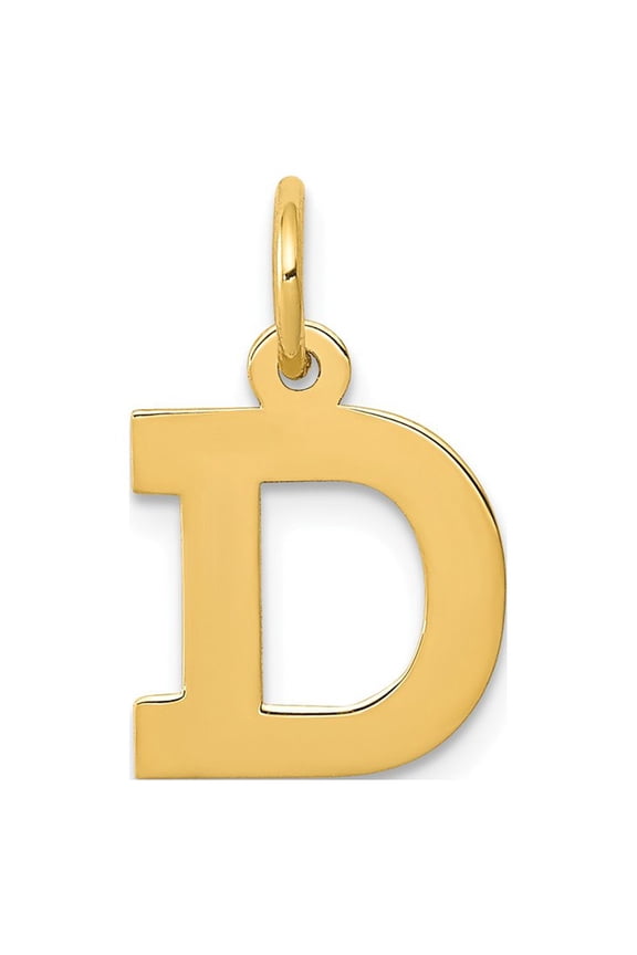 14k Yellow Gold Small Block Letter D Initial Charm Pendant