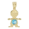 thumbnail image 1 of 14k Yellow Gold, Small Boy Pendant Charm Blue December Created CZ Birthstone 13mm with 20" Dainty Neck Chain, 1 of 8