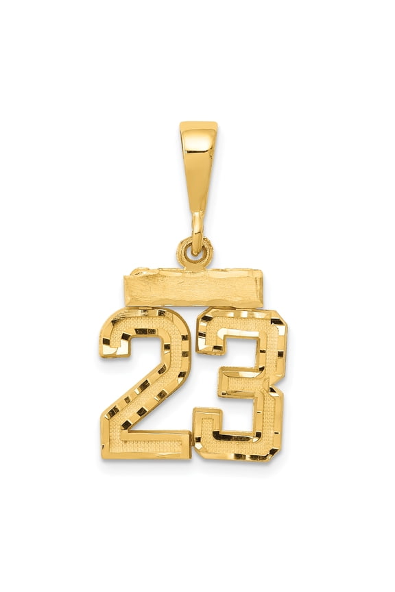 14k Yellow Gold Small Diamond-cut Number 23 Charm Pendant