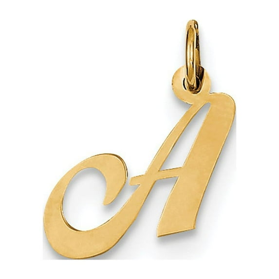 14k Yellow Gold Small Fancy Script Initial A Charm - .3 Grams - Measures 15.7x17mm