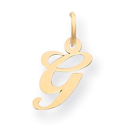 14k Yellow Gold Small Fancy Script Initial G Charm Pendant