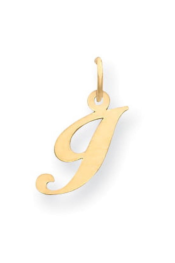 14k Yellow Gold Small Fancy Script Initial I Charm Pendant