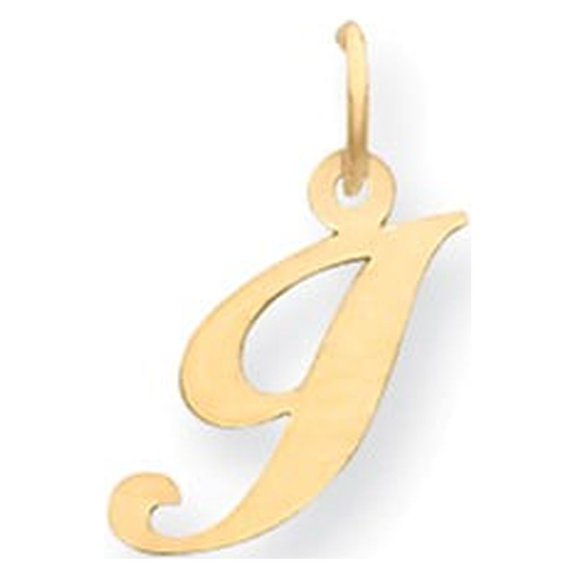14k Yellow Gold Small Fancy Script Initial I Charm