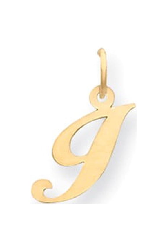 14k Yellow Gold Small Fancy Script Initial I Charm
