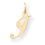 14k Yellow Gold Small Fancy Script Initial J Charm Pendant