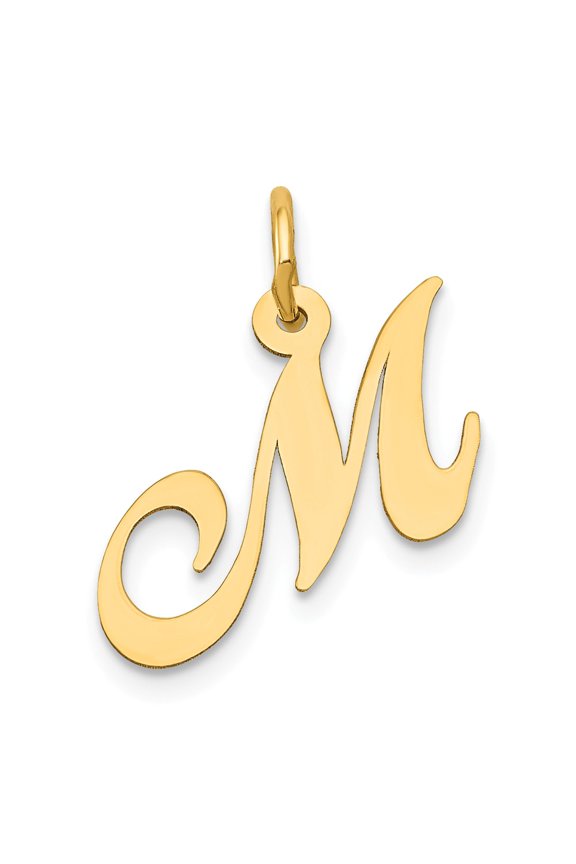 14k Yellow Gold Small Fancy Script Initial M Charm