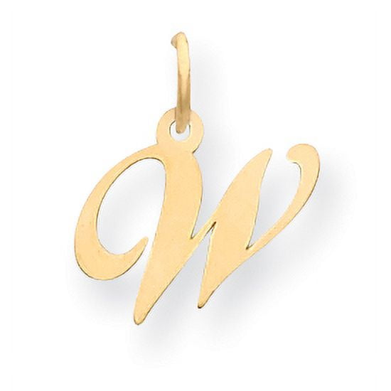 14k Yellow Gold Small Fancy Script Initial W Charm Pendant