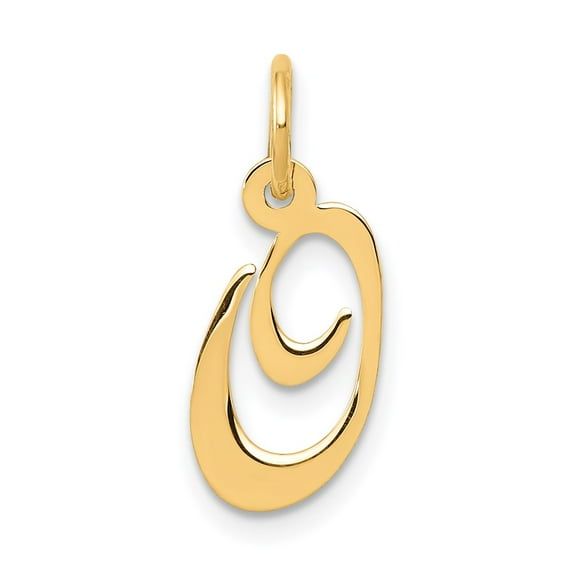 14k Yellow Gold Small Fancy Script Letter O Initial Charm Pendant