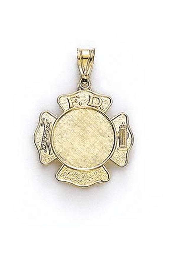 14k Yellow Gold Small Fireman Badge Pendant - 2.5 Grams