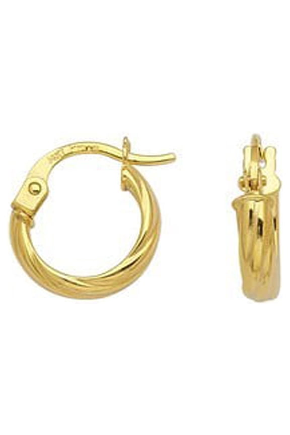 14k Yellow Gold Small Fluted Twisted Euro Hoop Earrings - .8 Grams