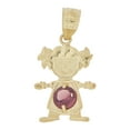 thumbnail image 1 of 14k Yellow Gold, Small Girl Pendant Charm Purple June Created CZ Birthstone 12mm with 16" Dainty Neck Chain, 1 of 8