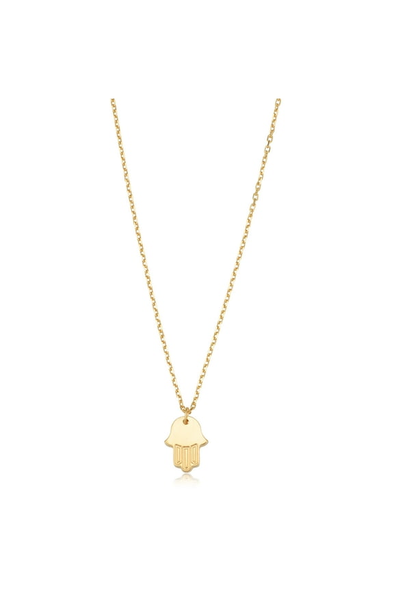 KoolJewelry 14k Yellow Gold Small Hamsa Pendant Necklace (adjusts to 16 or 17 inch)