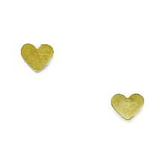 14k Yellow Gold Small Heart Stamping Mini Earrings - Measures 3x4mm