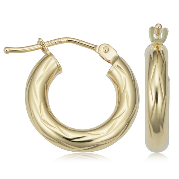 KoolJewelry 14k Yellow Gold Small Huggie Hoop Earrings