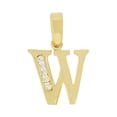 thumbnail image 1 of 14k Yellow Gold, Small Initial Capital Letter W Pendant Charm Created CZ 12mm Wide with 20" Dainty Neck Chain, 1 of 8
