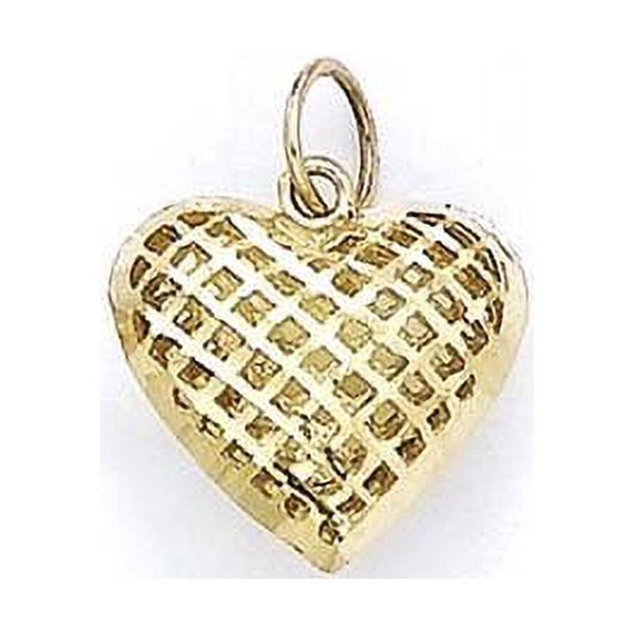 14k Yellow Gold Small Mesh Heart Pendant - 2.1 Grams