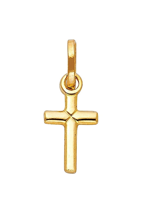 14k Yellow Gold Small/Mini Religious Solid Latin Cross (8 X 20mm)