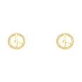 thumbnail image 1 of 14k Yellow Gold Small Peace Symbol Post Earrings, (8mm X 8mm), 1 of 2