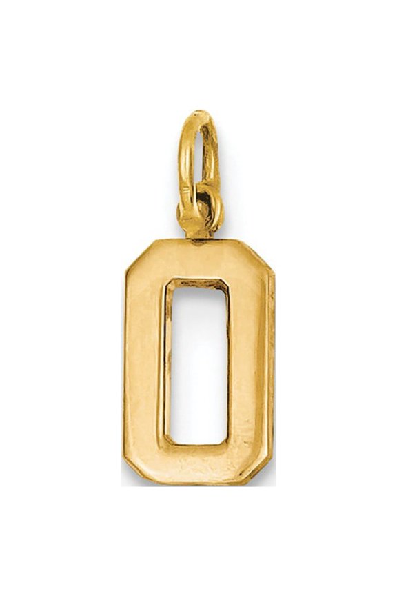14k Yellow Gold Small Polished Number 0 Charm - .8 Grams - Measures 20.3x7.5mm