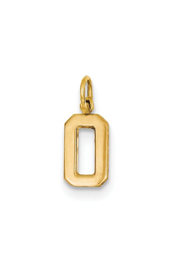 14k Yellow Gold Small Polished Number 0 Charm - .8 Grams - Measures 20.3x7.5mm