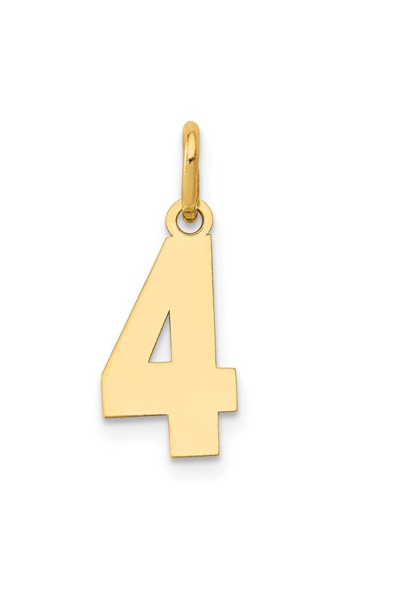 14k Yellow Gold Small Polished Number 4 Charm Pendant