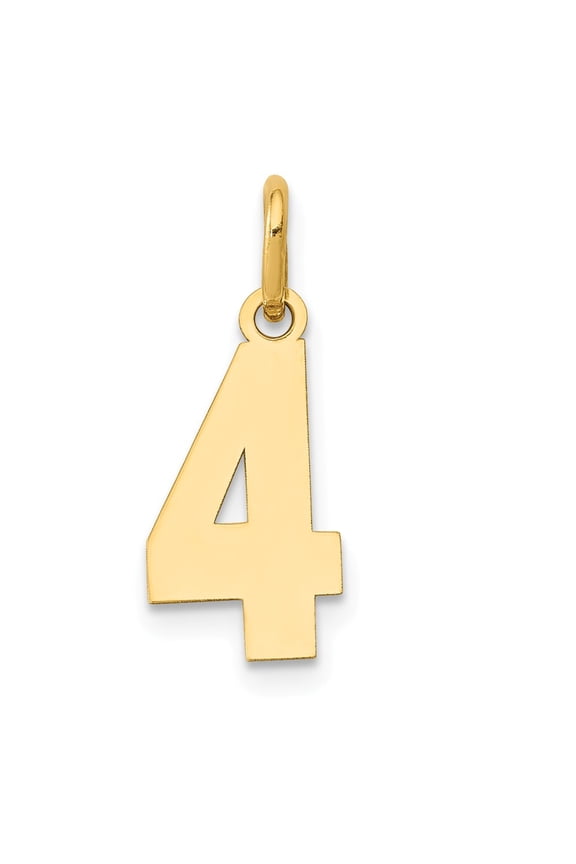 14k Yellow Gold Small Polished Number 4 Charm