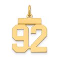 thumbnail image 1 of 14k Yellow Gold Small Polished Number 92 Charm Pendant, 1 of 1