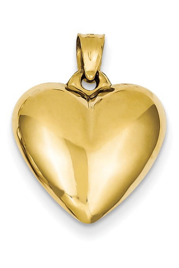 14k Yellow Gold Small Puffy Heart 3D Pendant Charm