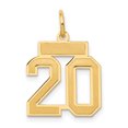 thumbnail image 1 of 14k Yellow Gold Small Satin Number 20 Charm Pendant, 1 of 1