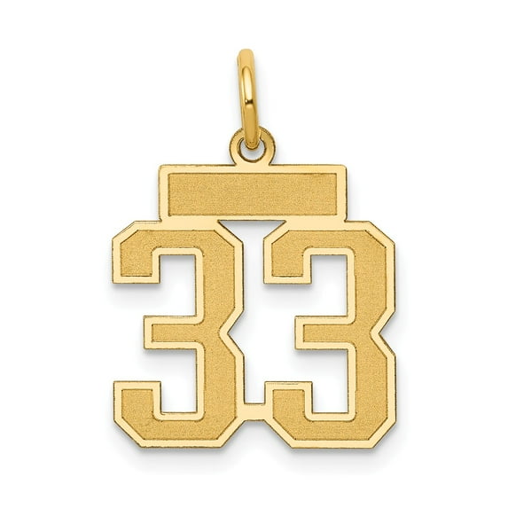 14k Yellow Gold Small Satin Number 33 Charm Pendant
